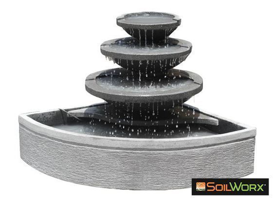 Corner Bowl Solar Fountain - Charcoal